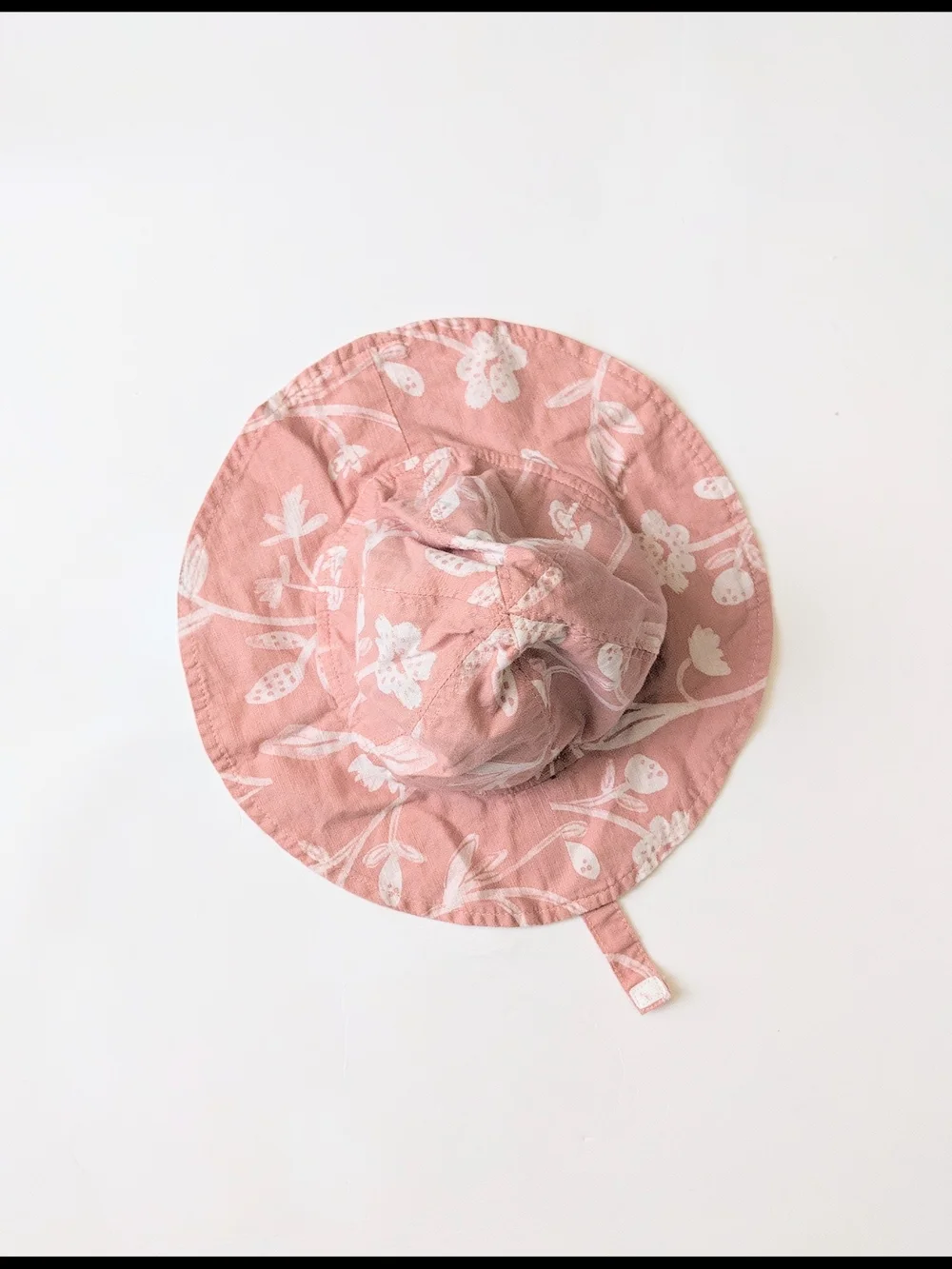 Carter's Pink Floral Bucket Sun Hat with Chin Strap